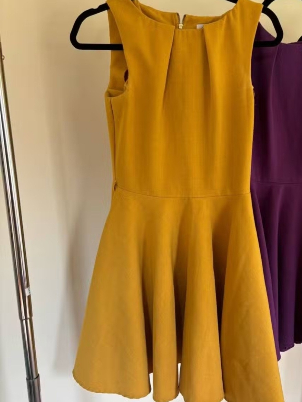Closet Mustard and Purple Sleeveless Fit & Flare Mini Dresses - Women
